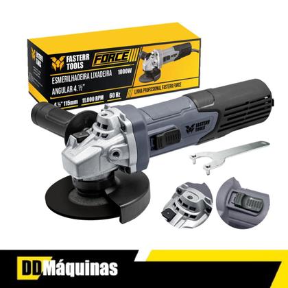 Imagem de Kit Esmerilhadeira Angular 1000W Fasterr Force com 3 Discos de Corte Inox