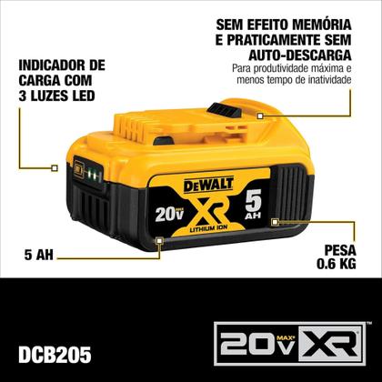 Imagem de Kit Esmerilhadeira Angular 20V DCG413P2 Brushless com 2 Baterias 5Ah XR