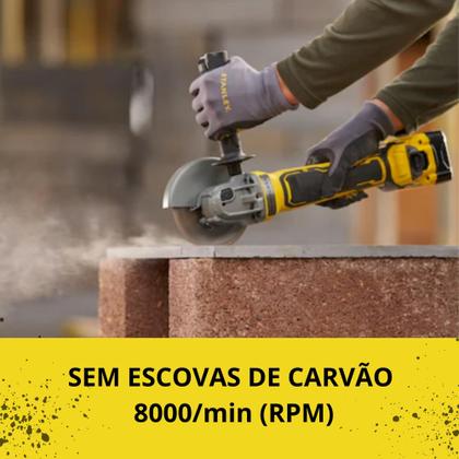 Imagem de Kit Esmerilhadeira Angular Brushless Stanley 20V Max  2 Baterias 4Ah e Carregador Bivolt Inclusos