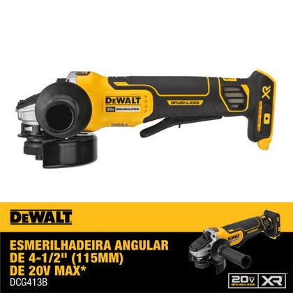 Imagem de Kit Esmerilhadeira DeWalt Brushless 20V DCG413P2 com 2 Baterias 5Ah e Bolsa