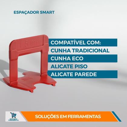 Imagem de Kit Espaçador Nivelador Smart C/1000/2000 Pçs Mais Cunha Nivelamento Cortag C/500 Peças P/ Nivelamento De Azulejos e Porcelanatos Profissional