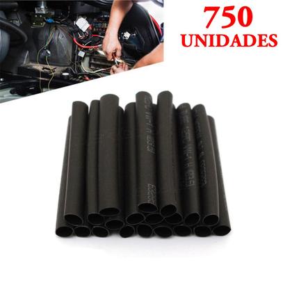 Imagem de Kit Espaguete Isolante Tubo Termo Retrátil Cor Preto 750 Pcs