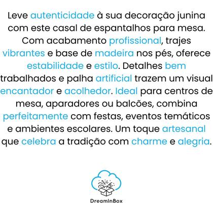 Imagem de Kit Espantalhos Juninos p Mesa  Casal c Base Fixa enfeite