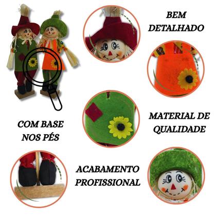 Imagem de Kit Espantalhos Juninos p Mesa  Casal c Base Fixa enfeite