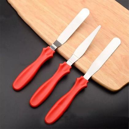 Imagem de Kit Espátula Confeitaria Alisadores De Bolo Aço Inox 3 Peças