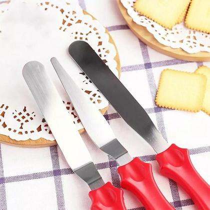Imagem de Kit Espátula Confeitaria Alisadores De Bolo Aço Inox 3 Peças