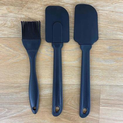 Imagem de Kit Espátulas e Pincel Em Silicone 3 Peças Multiuso Cozinha