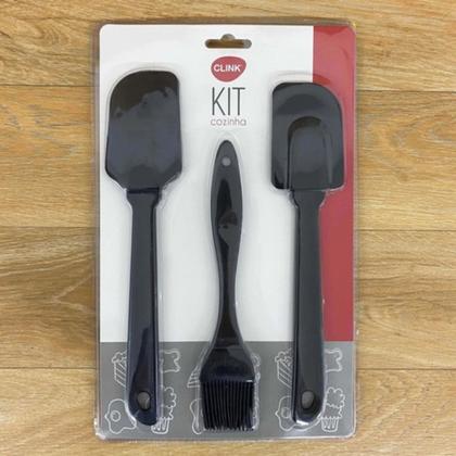Imagem de Kit Espátulas e Pincel Em Silicone 3 Peças Multiuso Cozinha