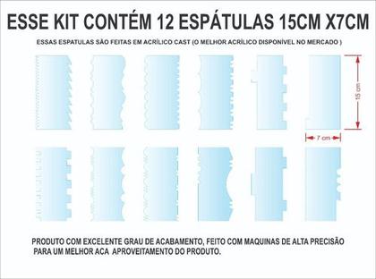 Imagem de Kit Espátulas Em Acrílico P/ Bolo 12 Unidades Envio Imediato