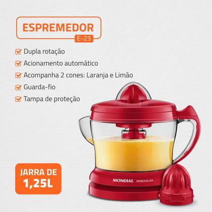 Imagem de Kit Especial Batedeira Liquidificador e Espremedor KT201 Mondial Vermelha 220V