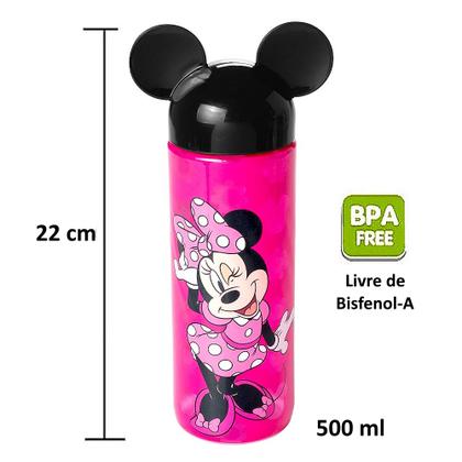 Imagem de Kit Especial Garrafinha Lúdica e Copo com Orelhas Rosa da Minnie 500ml Original