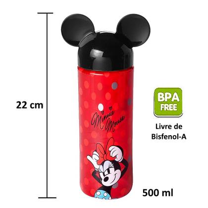 Imagem de Kit Especial Garrafinha Lúdica e Copo com Orelhas Vermelha da Minnie 500ml Original