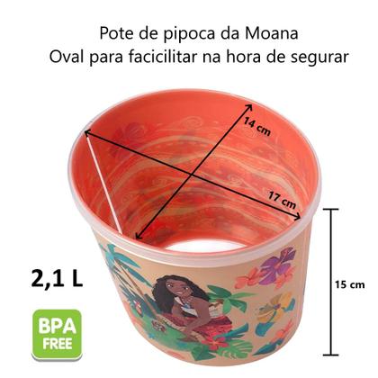 Imagem de Kit Especial Moana Copo com Canudo e Balde Pipoca Estampados