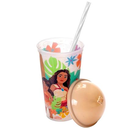 Imagem de Kit Especial Moana Copo com Canudo e Balde Pipoca Estampados