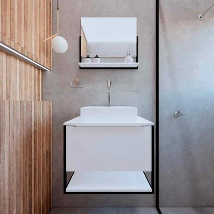 Imagem de Kit Espelheira+balcao Branco Siao 600x600x450 (ec) - Gabinetto