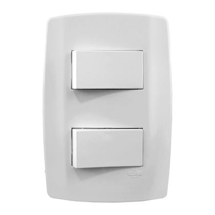 Imagem de KIT - Espelho 4x2 de Sobrepor Para Parede com 1 Interruptor Simples + 1 Interruptor Paralelo Linha Slim Ilumi (Ref.:8023)