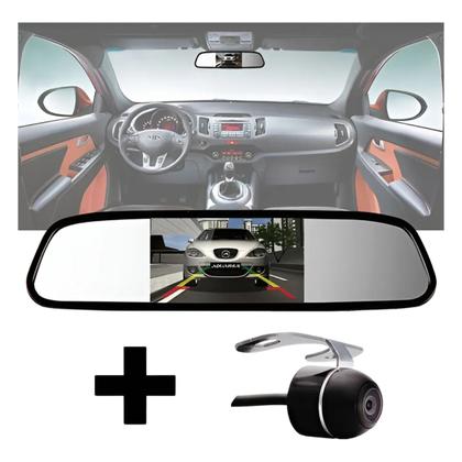 Imagem de Kit Espelho Retrovisor Monitor Tela Lcd 4.3 Câmera Ré