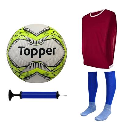Imagem de Kit Esportivo Futebol Completo - Bola + Bomba, Colete e Meiao 
