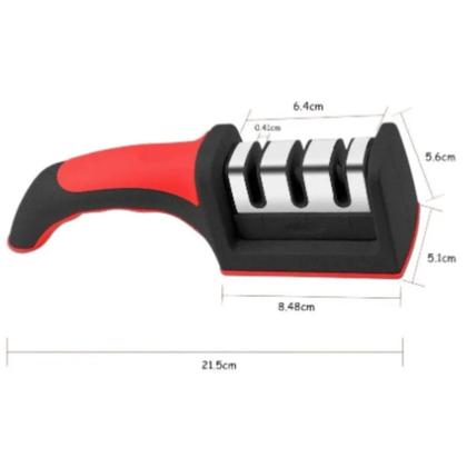 Imagem de kit Espremedor Amassador Triturador De Alho e Amolador Faca Afiador Profissional com cabo 3 EM 1