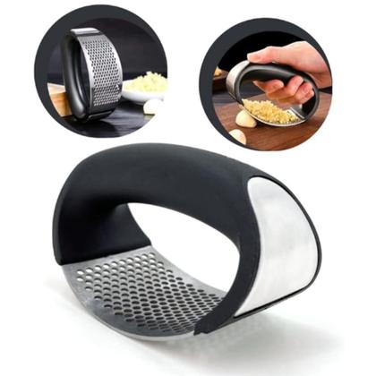 Imagem de kit Espremedor Amassador Triturador De Alho e Amolador Faca Afiador Profissional com cabo 3 EM 1