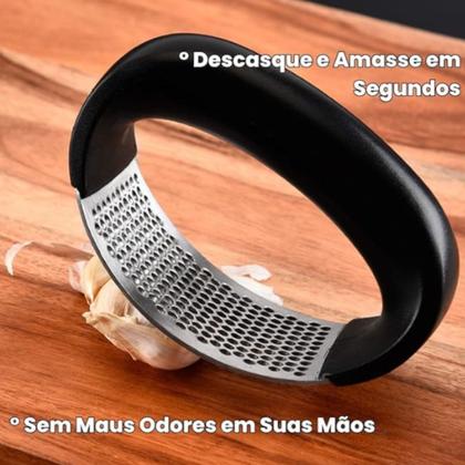 Imagem de kit Espremedor Amassador Triturador De Alho e Amolador Faca Afiador Profissional com cabo 3 EM 1