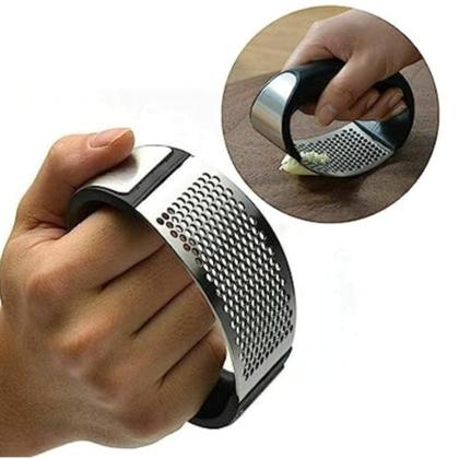 Imagem de kit Espremedor Amassador Triturador De Alho e Amolador Faca Afiador Profissional com cabo 3 EM 1