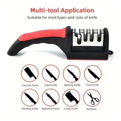 Imagem de kit Espremedor Amassador Triturador De Alho e Amolador Faca Afiador Profissional com cabo 3 EM 1