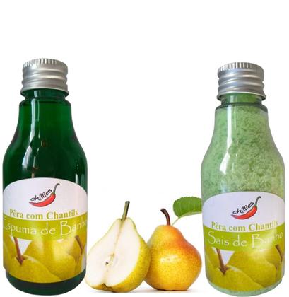 Imagem de Kit Espuma De Banho + Sais Banheira Hidromassagem Ofurô Pêra com Chantily