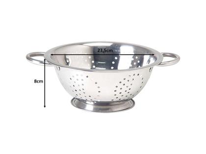 Imagem de Kit Essencial Aço Inox 3 peças Escorredor de Macarrão, Arroz e Saladeira - Mundial Import
