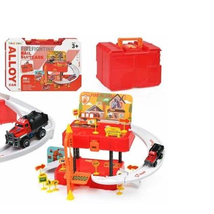Imagem de Kit Estacionamento Maleta Base Dos Bombeiros Com Carrinho De Resgate 31 Peças Vexo Toys