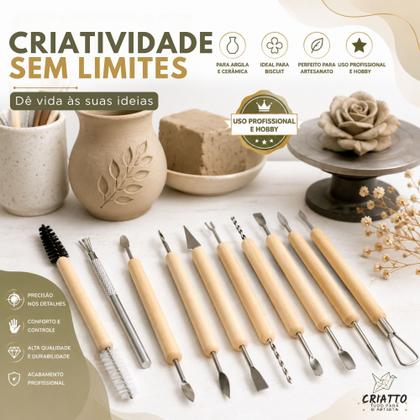 Imagem de Kit Estecas Para Artesanato Argila Biscuit Massa De Modelar