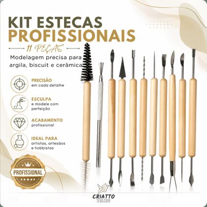 Imagem de Kit Estecas Para Artesanato Argila Biscuit Massa De Modelar