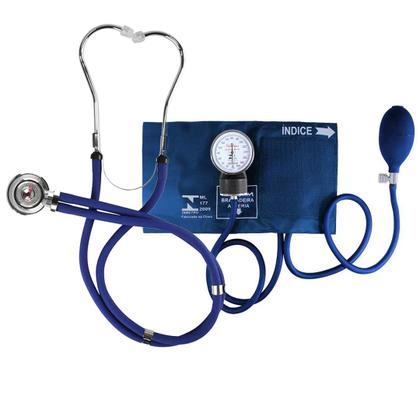 Imagem de Kit Estetoscópio Rappaport e Aparelho de Pressão Azul Profissional Premium
