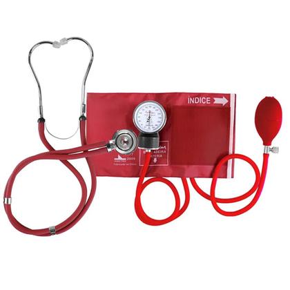 Imagem de Kit Estetoscópio Rappaport e Aparelho de Pressão Vermelho Profissional Premium