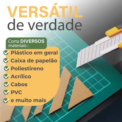 Imagem de Kit Estilete Profissional 18mm Emborrachado Com Lâminas Extra Reforçado Linha Premium