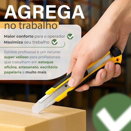 Imagem de Kit Estilete Profissional 18mm Emborrachado Com Lâminas Extra Reforçado Linha Premium