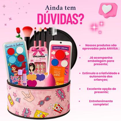 Imagem de Kit Estojo Maleta Baú Maquiagem Feminino Infantil menina linda