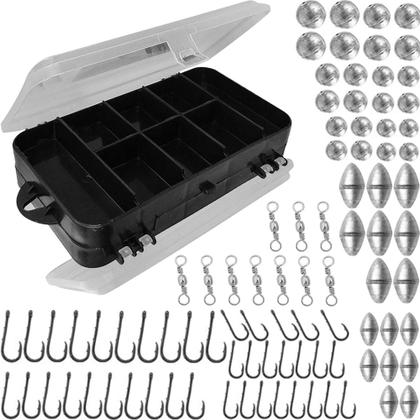 Imagem de Kit Estojo Pesca Esportiva Linha Sinete Giradores Chumbada