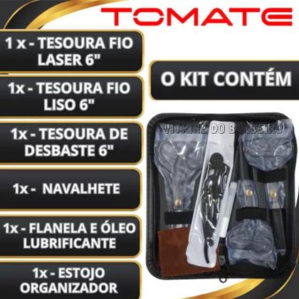 Imagem de Kit Estojo + Tesoura + Desbastadeira Profissional Barbearia!