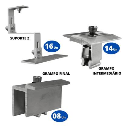 Imagem de Kit Estrutura Suporte Fixador 08 Placas Painel Solar