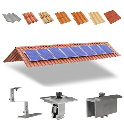 Imagem de Kit Estrutura Suporte Fixador 08 Placas Painel Solar