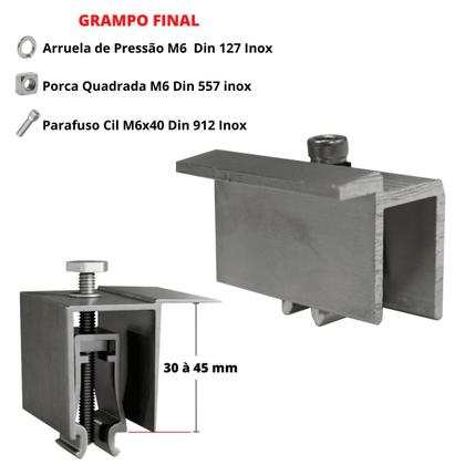 Imagem de Kit Estrutura Suporte Fixador Para 07 Placas Solar Alumínio e Inox Telha Fibro Ondulada em Viga Madeira  Perfil Master