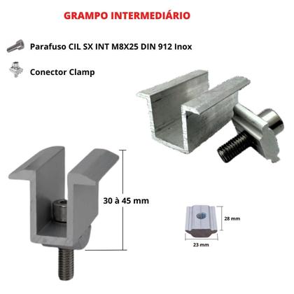 Imagem de Kit Estrutura Suporte Linha C 03 Placas Solar Viga Madeira