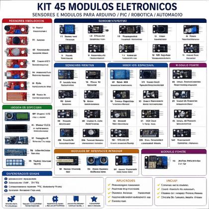 Imagem de Kit Estudante de 45 Módulos E Sensores Para Arduino