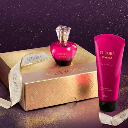 Imagem de Kit EUDORA Kiss Me Rosa Marcante Desodorante Colônia 50ml Loção corporal 100ml