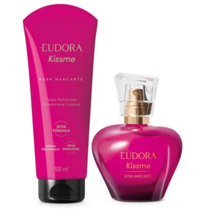 Imagem de Kit EUDORA Kiss Me Rosa Marcante Desodorante Colônia 50ml Loção corporal 100ml