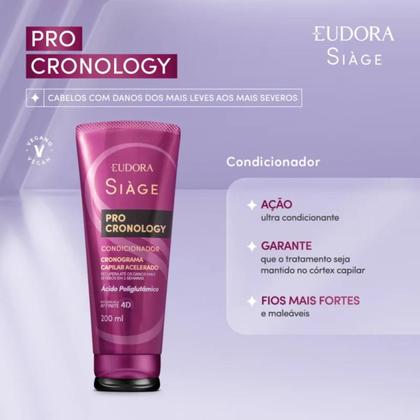 Imagem de Kit Eudora Siàge Pro Cronology Shampoo 250ml + Condicionador 200ml + Leave-in 100ml + Cronograma