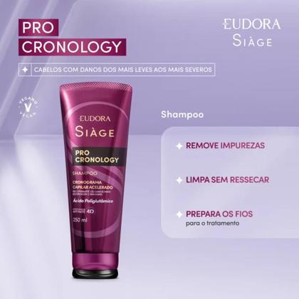 Imagem de Kit Eudora Siàge Pro Cronology Shampoo 250ml + Condicionador 200ml + Máscara 250g + Leave-in 100ml