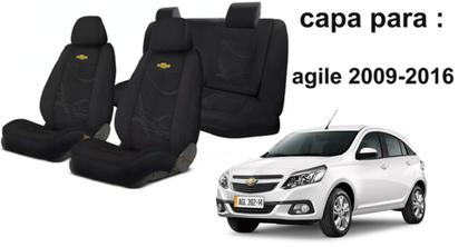 Imagem de Kit Exclusivo Agile 2009-2016: Capas de Tecido, Volante, Chaveiro GM