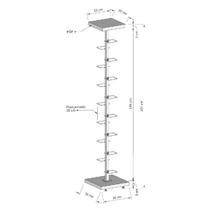 Imagem de Kit Expositor de Calçados com 1 Coluna e 15 Suportes Aramados Screw Comac